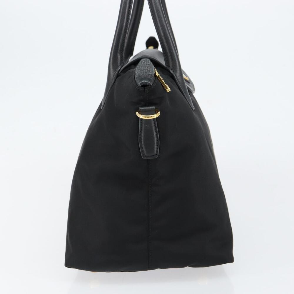 PRADA Hand Bag Nylon Black Gold Auth 148636 - Picture 4 of 16